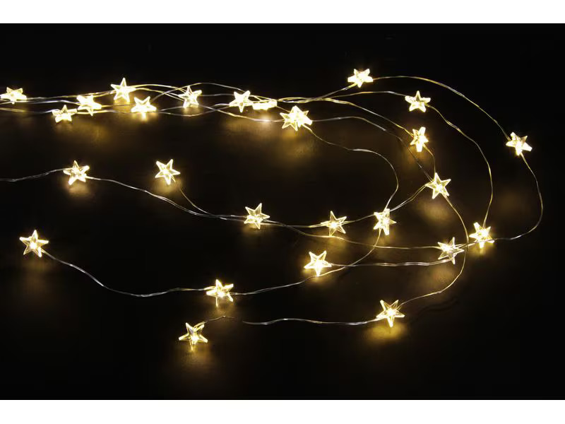 Dameco LED Lichterkette Angel Hair Sterne, 50 LEDs, 110 cm, Silver