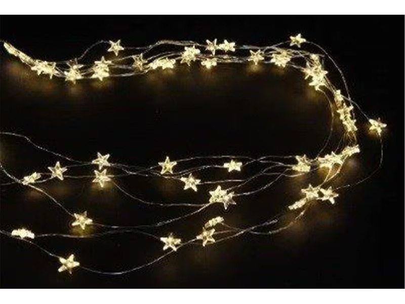 Dameco LED Lichterkette Angel Hair Sterne, 50 LEDs, 110 cm, Silver