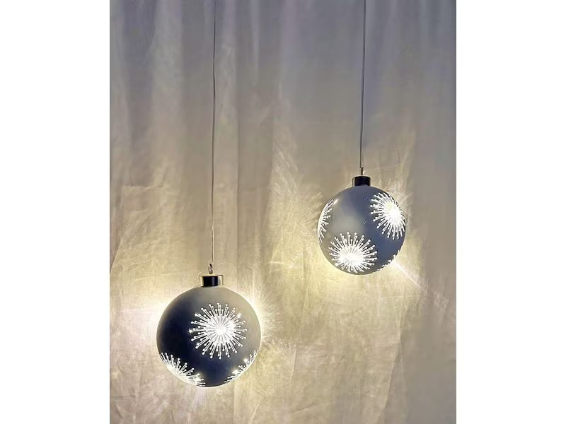 Dameco Weihnachtskugel 8 LEDs, Ø 12 cm, Silber