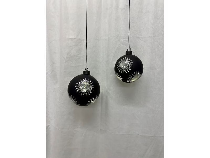 Dameco Weihnachtskugel 8 LEDs, Ø 12 cm, Schwarz