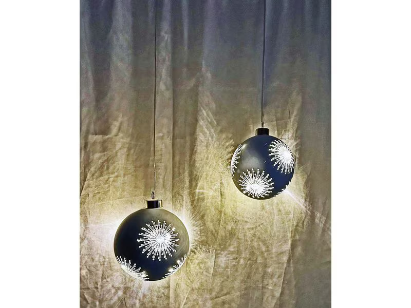 Dameco Weihnachtskugel 8 LEDs, Ø 10 cm, Schwarz