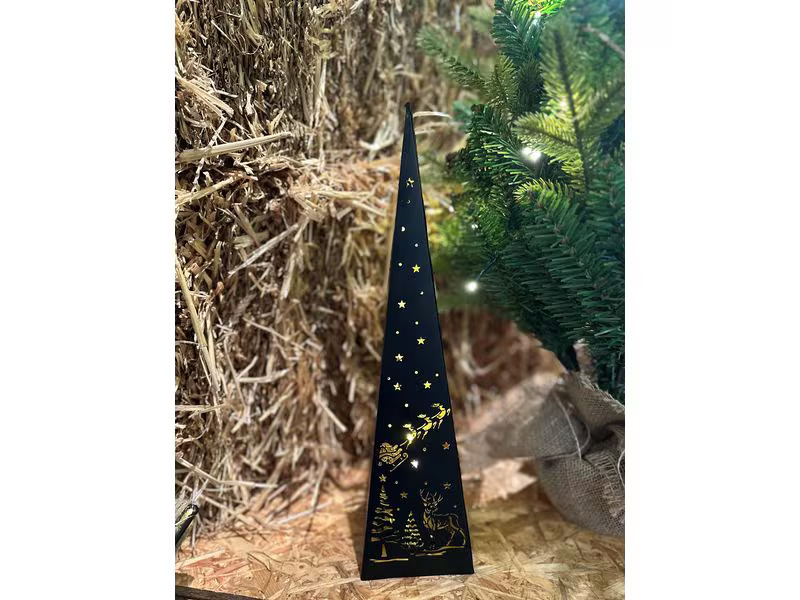 Dameco Tischdeko Pyramide Forest, 30 LEDs, 50 cm, Schwarz