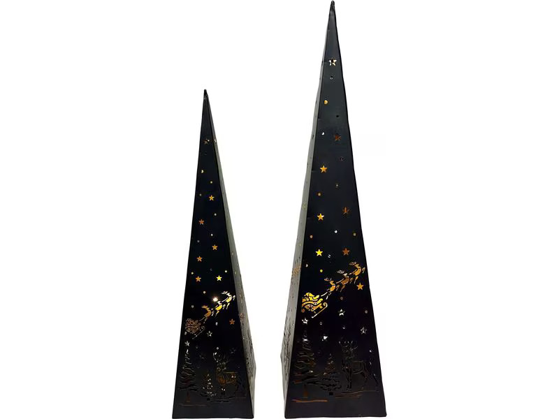 Dameco Tischdeko Pyramide Forest, 20 LEDs, 40 cm, Schwarz