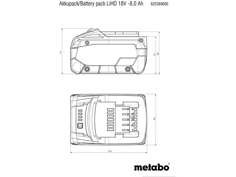 Metabo Akku 18 V, LiHD 10 Ah