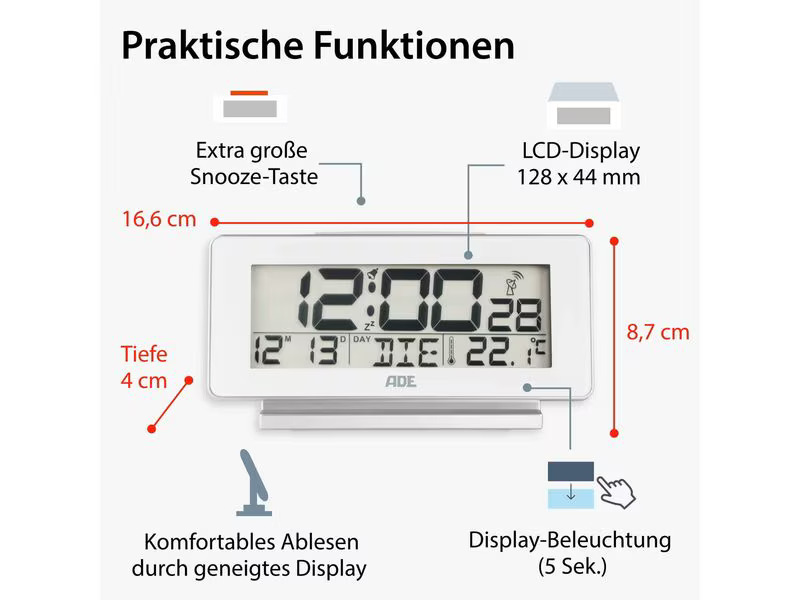 ADE Digitalwecker Weiss
