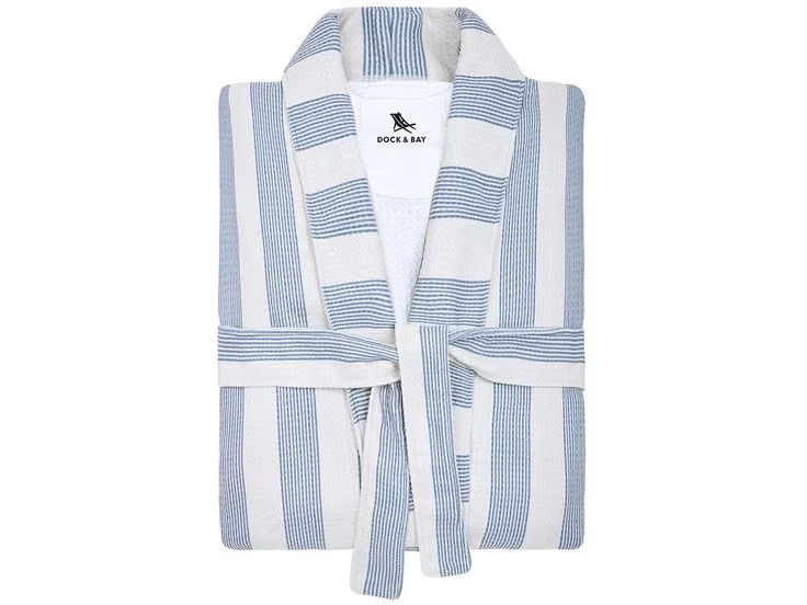 Dock &amp; Bay Bademantel Waffle Storm Cloud Blau/Weiss