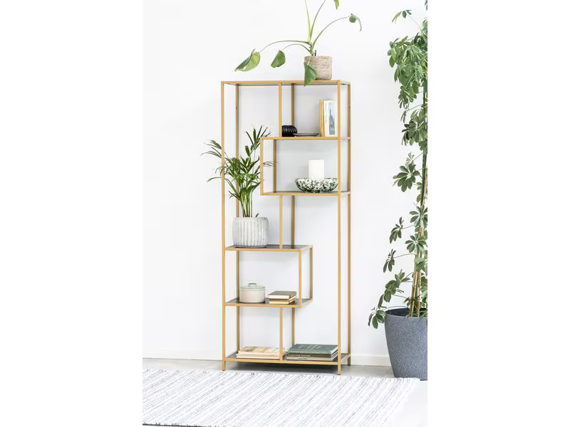 AC Design Regal Seaford 77 x 35 x 185 cm, Gold/Schwarz