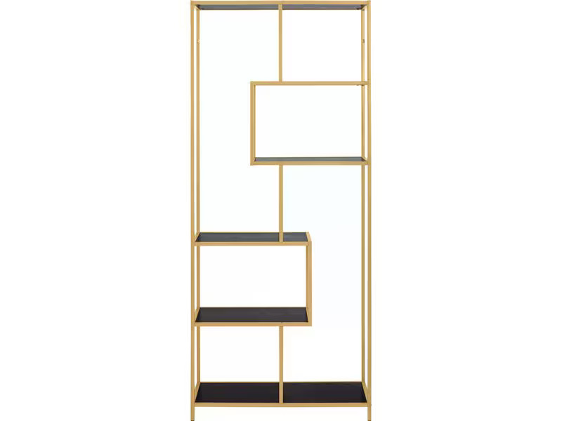 AC Design Regal Seaford 77 x 35 x 185 cm, Gold/Schwarz