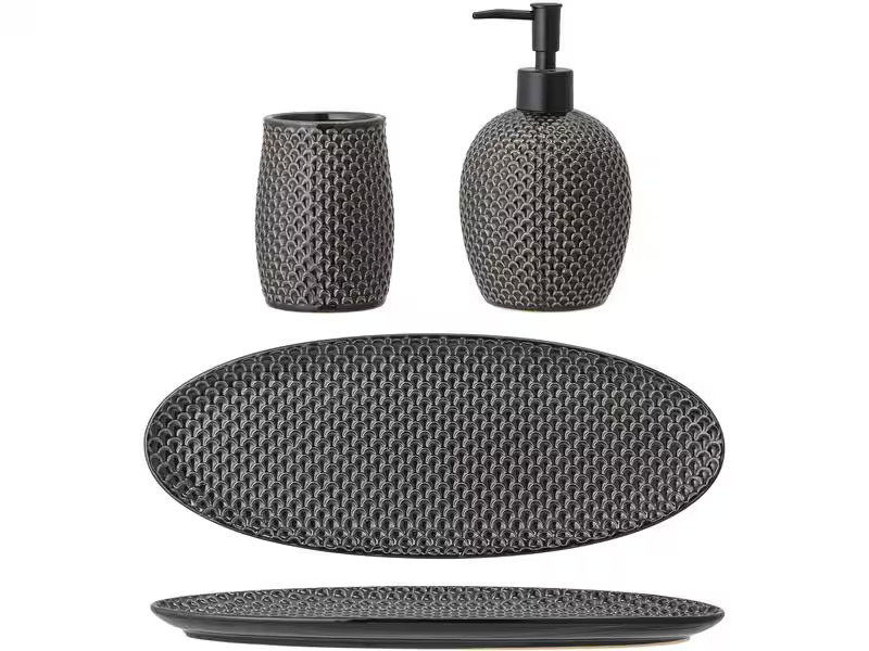 Bloomingville Seifenspender Hrin 3er Set, Anthrazit