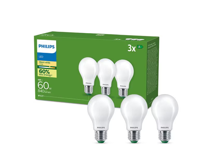 Philips Lampe LED CLA 60W A60 E27 2700K FR UE 3CT/4 EC Warmweiss