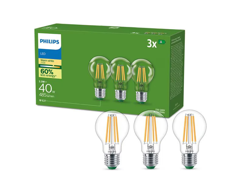 Philips Lampe LED CLA 40W A60 E27 2700K CL UE 3CT/4 EC Warmweiss