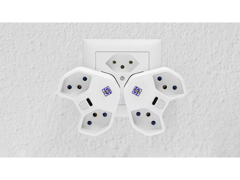 STEFFEN Abzweigstecker 2 x T13 USB-C, Weiss, drehbar 320°