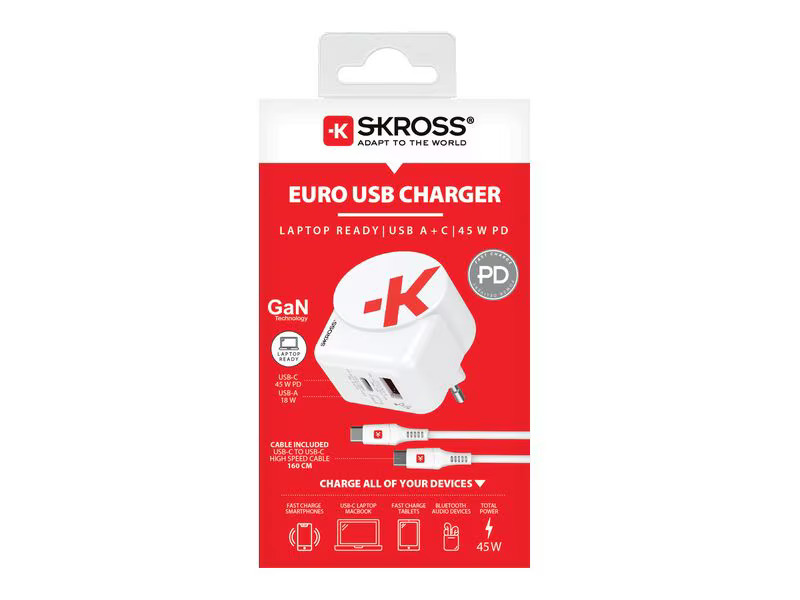 SKROSS USB-Wandladegerät Euro USB Charger AC45PD
