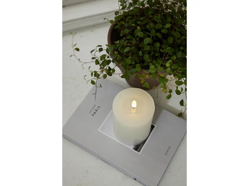 Star Trading LED-Kerze Flamme Flow, Ø 7.5 x 12.5 cm, Weiss