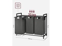 VASAGLE Wäschekorb  mit Ablage 3 x 38 l, Schwarz
