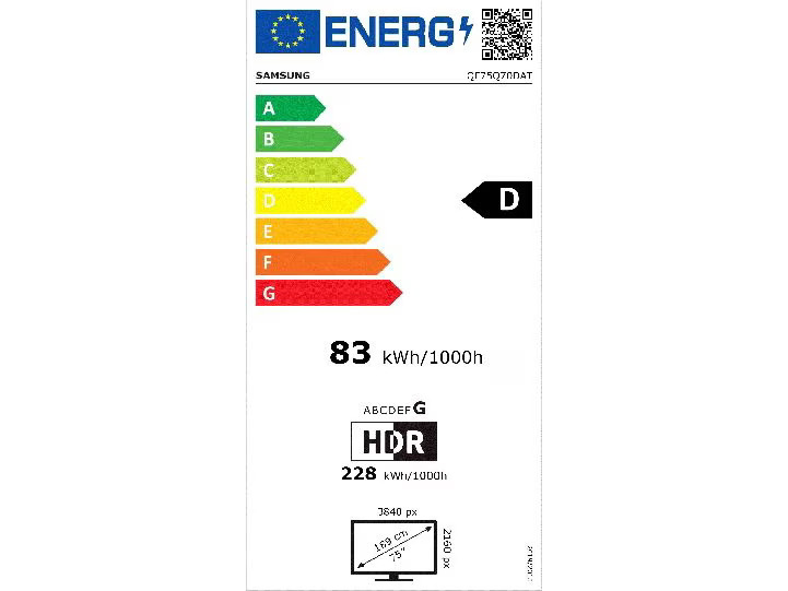 Samsung TV QE75Q70D ATXXN 75, 3840 x 2160 (Ultra HD 4K), QLED