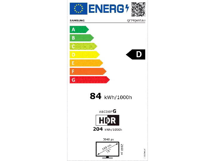 Samsung TV QE75Q60D AUXXN 75, 3840 x 2160 (Ultra HD 4K), QLED