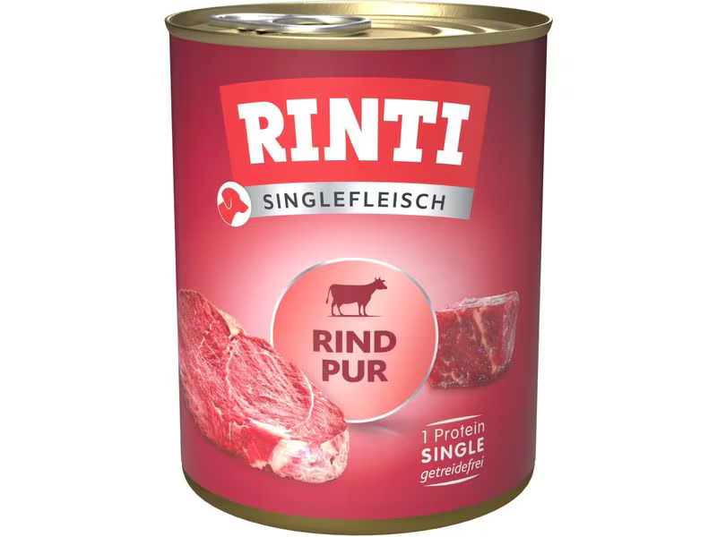 Rinti Nassfutter Singlefleisch Dose Rind Pur, 6 x 800 g