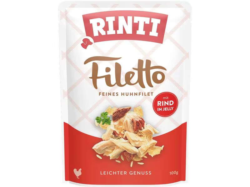 Rinti Nassfutter Filetto Huhn + Rind in Jelly, 24 x 100 g