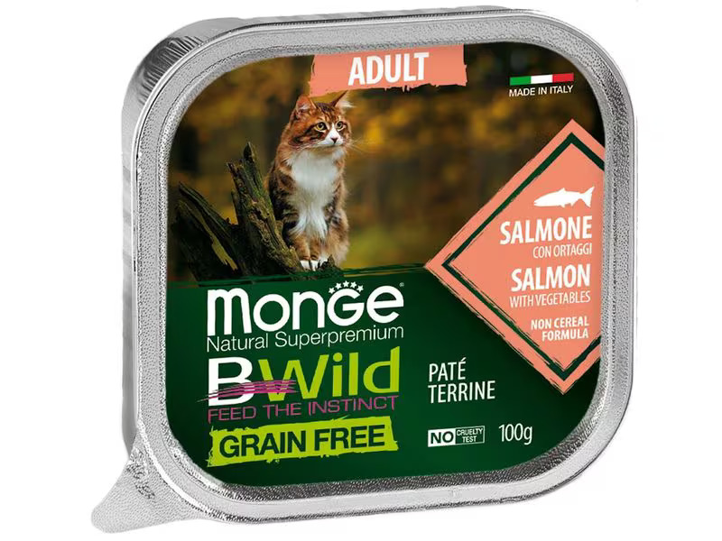 Monge Nassfutter Katze Bwild GF Sterilisiert Lachs 32x100g