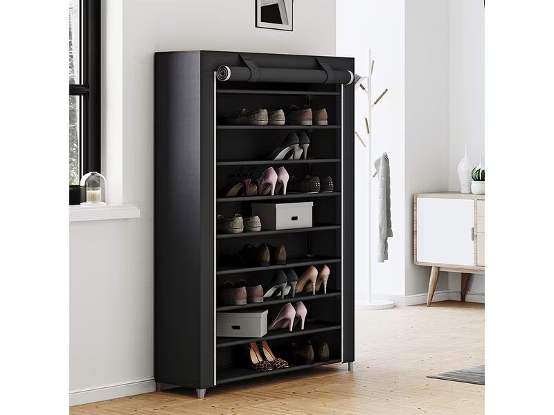 Songmics Schuhschrank  mit Rolltür 100 x 28 x 162 cm, Schwarz