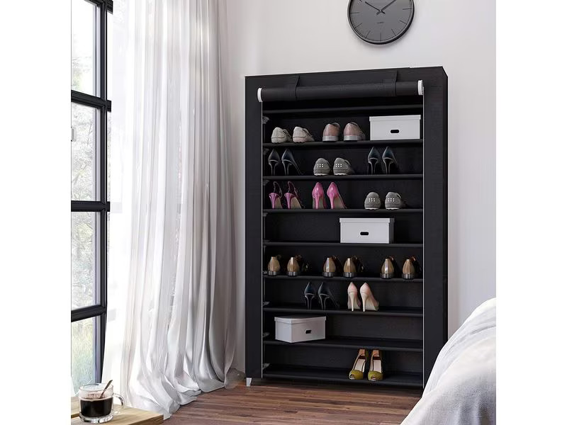 Songmics Schuhschrank  mit Rolltür 100 x 28 x 162 cm, Schwarz