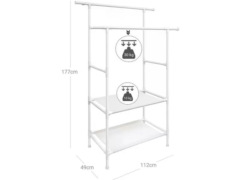 Songmics Garderobenständer 112 x 49 x 177 cm, Weiss