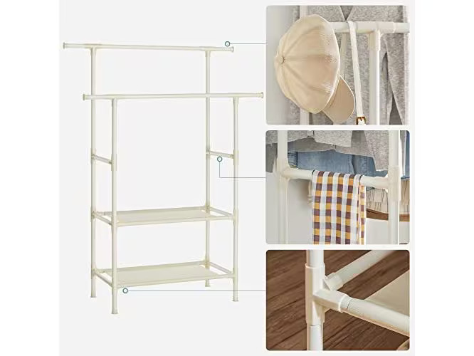 Songmics Garderobenständer 112 x 49 x 177 cm, Weiss