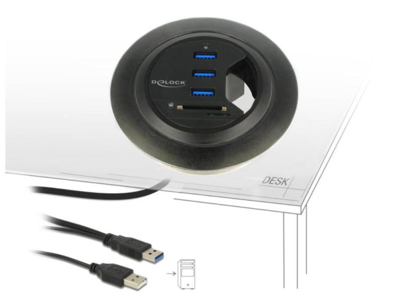 Delock Tisch-Hub USB 3.0 + SD Card Reader