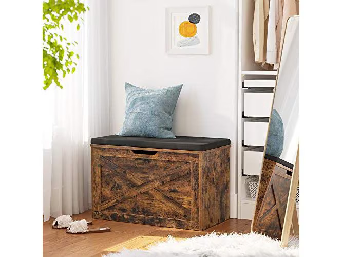 VASAGLE Truhe zum Sitzen 76 x 40 x 48 cm, Braun