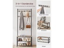 VASAGLE Garderobenständer 70 x 175 x 32 cm, Braun/Schwarz