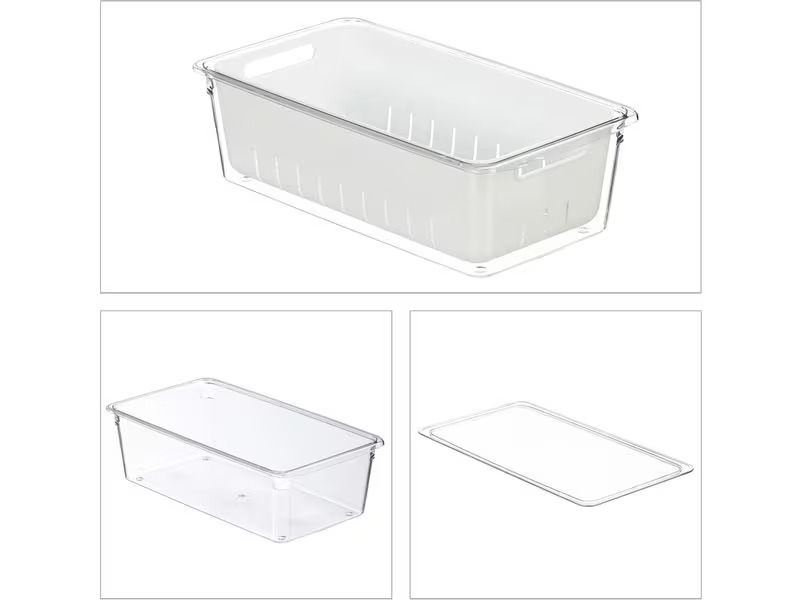 relaxdays Kühlschrankorganizer 600 g, 2 Stück, Transparent/Weiss
