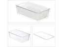 relaxdays Kühlschrankorganizer 600 g, 2 Stück, Transparent/Weiss