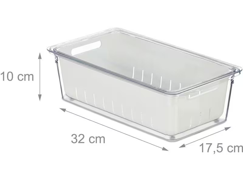 relaxdays Kühlschrankorganizer 600 g, 2 Stück, Transparent/Weiss