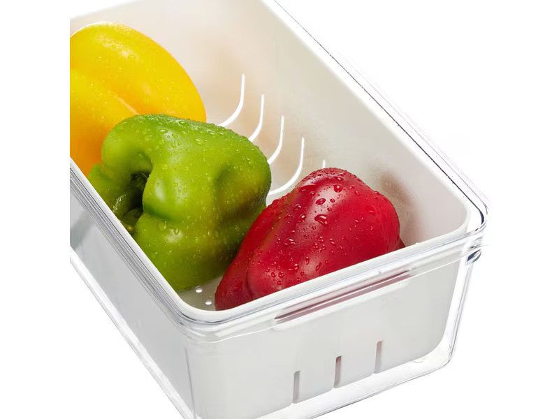 relaxdays Kühlschrankorganizer 600 g, 2 Stück, Transparent/Weiss