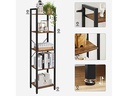 VASAGLE Regal mit 5 Ebenen 40 x 30 x 146 cm, Braun/Schwarz
