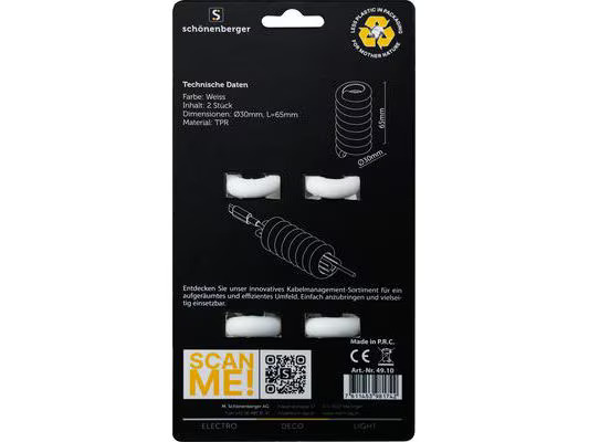 Schönenberger Snake Black Kabelhalterungen Ø 30 mm, Weiss