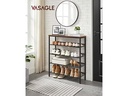 VASAGLE Schuhregal mit 5 Ablagen 75 x 30 x 93 cm, Braun/Schwarz
