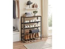 VASAGLE Schuhregal mit 5 Ablagen 75 x 30 x 93 cm, Braun/Schwarz