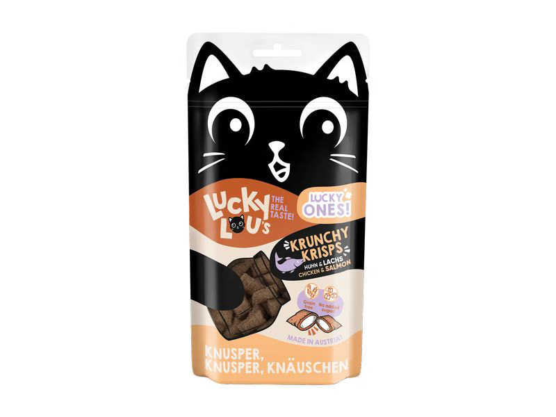 Lucky Lou Katzen-Snack Lucky Ones Krunchy Krisps Huhn &amp; Lachs, 6 x 60g