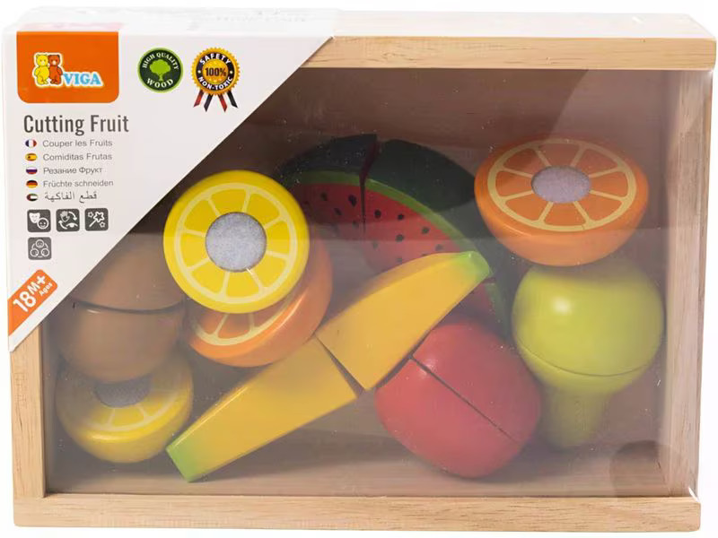 Viga Spiel-Lebensmittel Obstset zum Schneiden 17 Teile
