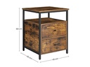VASAGLE Nachttisch mit 2 Schubladen 45 x 45 x 60 cm, Braun/Schwarz
