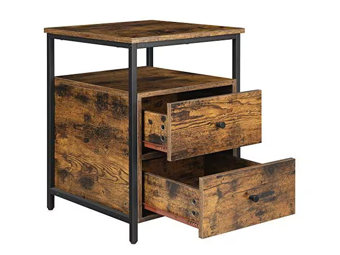 VASAGLE Nachttisch mit 2 Schubladen 45 x 45 x 60 cm, Braun/Schwarz
