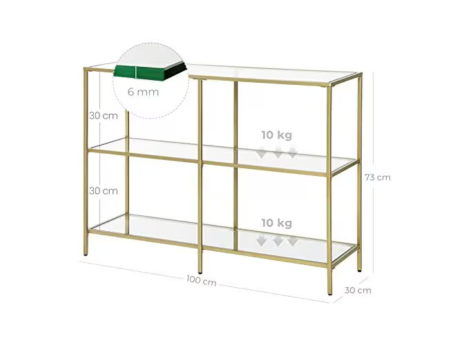 VASAGLE Konsolentisch 100 x 30 x 73 cm, Gold