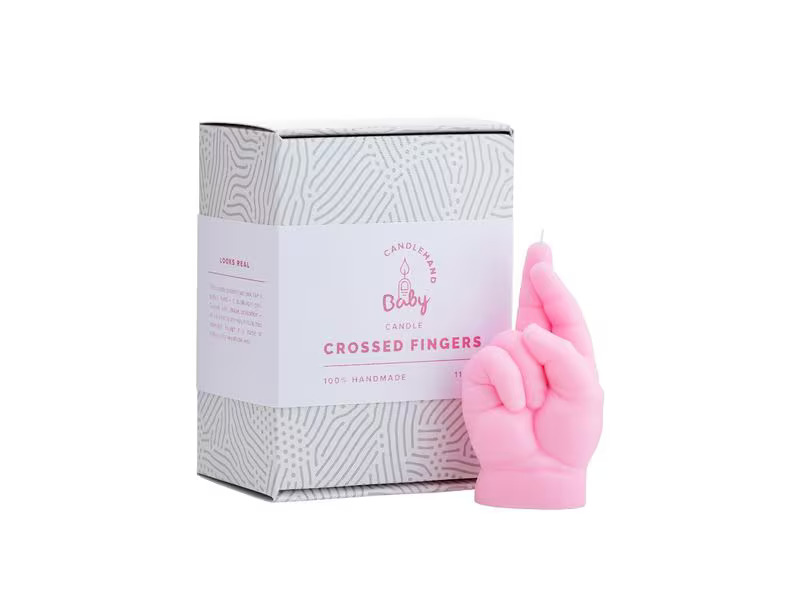Mandatus Kerze Baby Crossed Fingers Candle Hand, Rosa