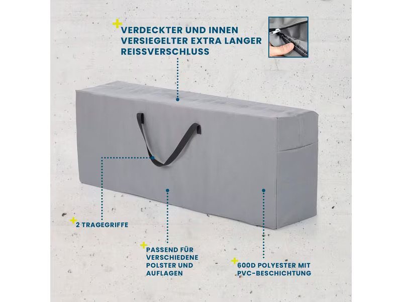 Hoberg Aufbewahrungstasche Gartenmöbelpolster, 130x32x50cm, grau