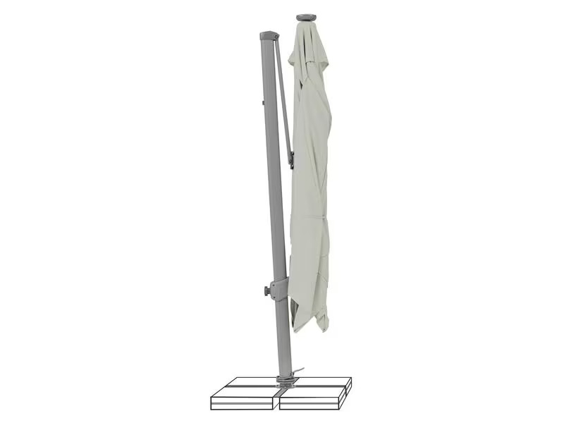 Suncomfort by Glatz Sonnenschirm Varioflex Solar LED, 300 x 300 cm, Light Grey