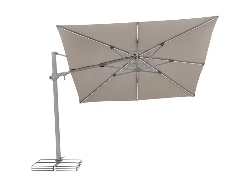 Suncomfort by Glatz Sonnenschirm Varioflex Solar LED, 300 x 300 cm, Hellgrau