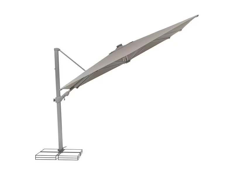 Suncomfort by Glatz Sonnenschirm Varioflex Solar LED, 300 x 300 cm, Hellgrau