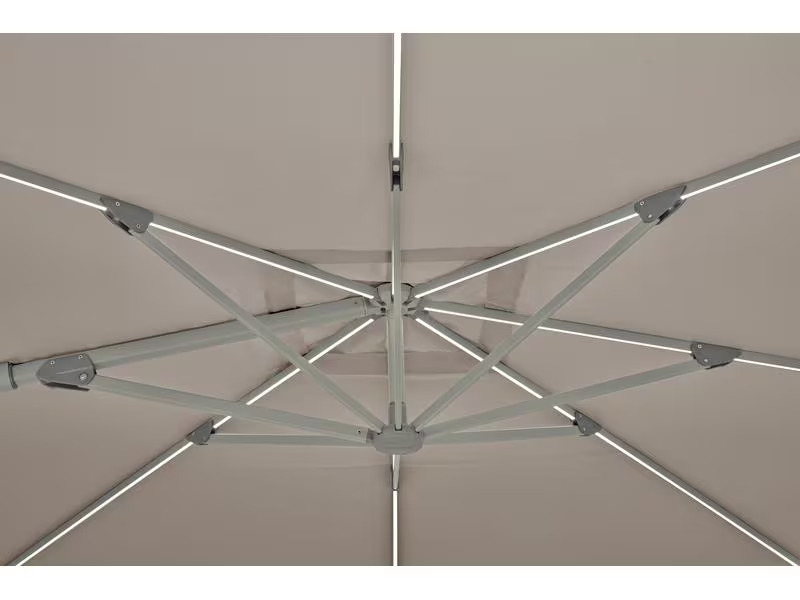 Suncomfort by Glatz Sonnenschirm Varioflex Solar LED, 300 x 300 cm, Hellgrau